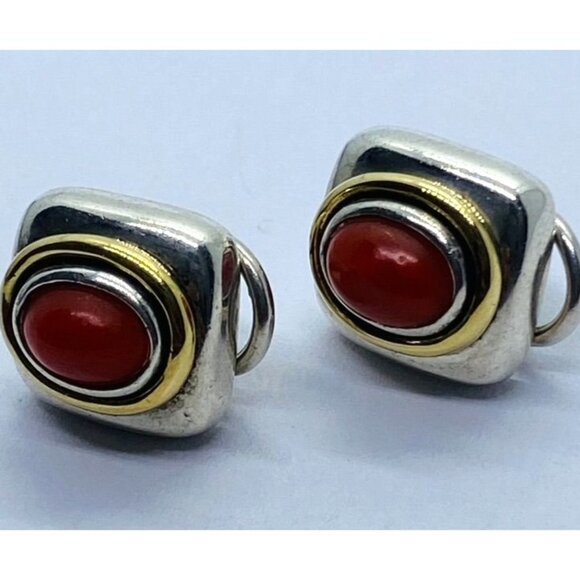 Tiffany & Co. 18K Yellow Gold Sterling Silver Coral Earrings